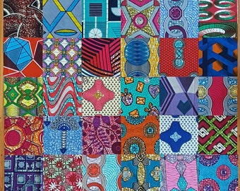 Pack of 10" squares of 42 Dutch Wax fabrics (West and Central Africa)