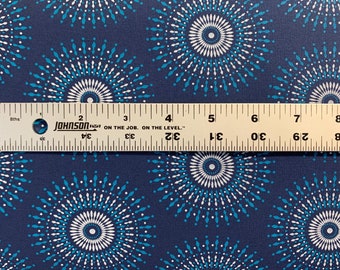 Da Gama Medallion Shweshwe Fabric from South Africa | White and Blue on Blue | Priced by the HALF meter | 100% Cotton | For Sewing