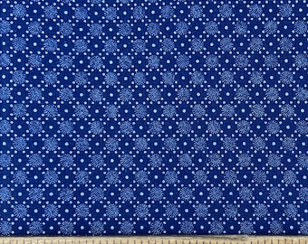 White on Indigo "Dots and Circles" Print Shweshwe Fabric from South Africa (0644) | Sold by the HALF Meter - For Quilting, Sewing