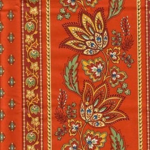French Lisa Fabric (Red Border) priced by the half yard.