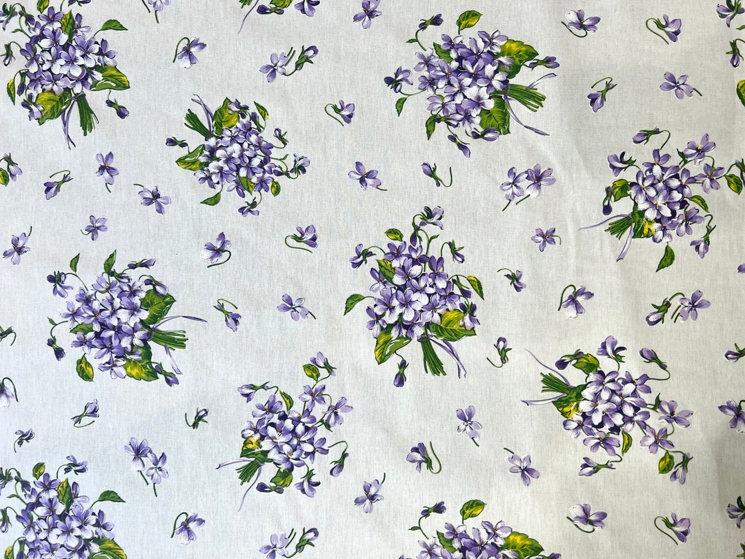 Violet Floral Decorator Weight Fabric 70 Wide Priced by the HALF Yard