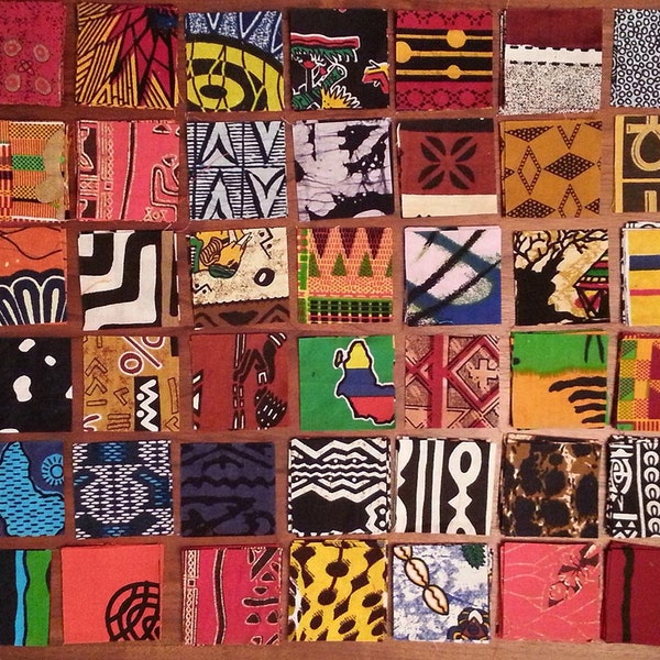 Mini charm pack of 42 different 2.5-inch West African fabrics