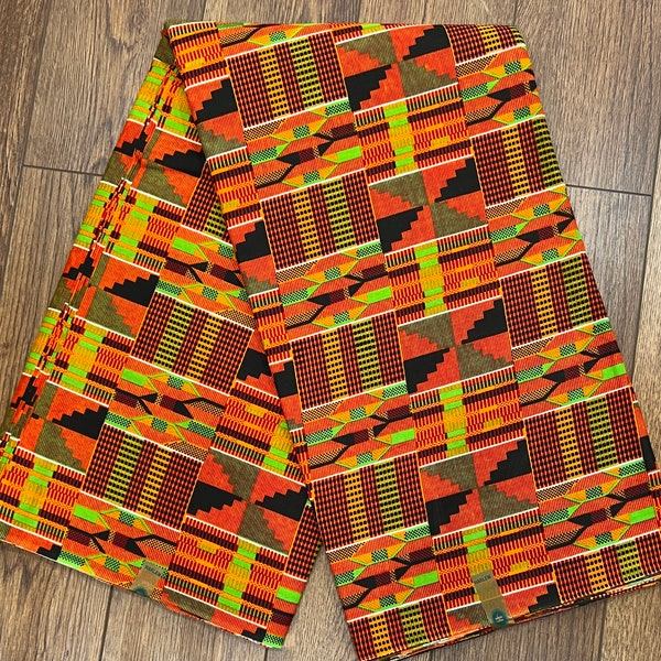 West African Abstract Kente Cloth Print Fabric | Made from 100% Cotton | Sold by the Yard | For Sewing, Quilting, Crafts and More