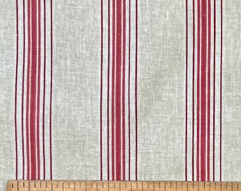 French Stripe Fabric in Red| Approx. 62" Wide | 100% Cotton | Priced by the HALF Yard | For Sewing, Quilting and More