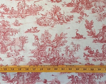 French Pastoral Small-Scale Toile de Jouy Fabric (60" wide), Sold by the HALF yard, for Sewing, Quilting, Crafts