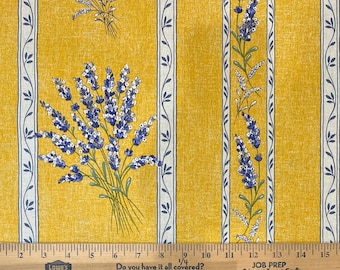French Provence Yellow Lavender Stripe Fabric (62" wide) Priced by the HALF Yard for Quilting, Sewing, Crafts