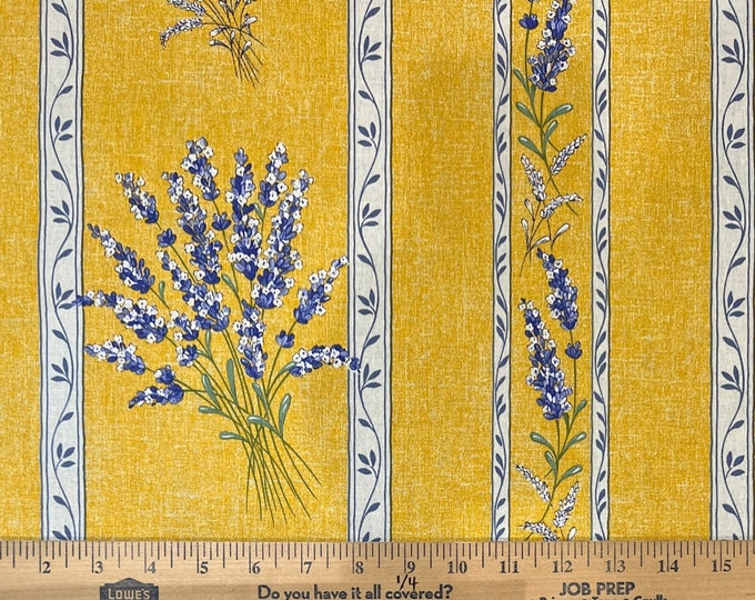 French Provence Yellow Lavender Stripe Fabric 63 Wide Etsy