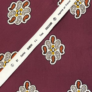 50 Inch Piece | Vintage French Tissu Souleiado Allover Paisley Pattern Fabric | (58&quot; Wide) for Quilting, Sewing, Crafts