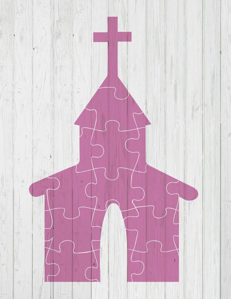 Church puzzle template svg dxf png ai files | Etsy