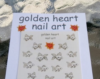 Black and White Goldfish Nail Decals