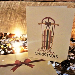 Christmas Cards | Greeting Cards | Old Fashioned Christmas | Old Sled | Vintage Christmas | Holiday Cards | Gift card holder