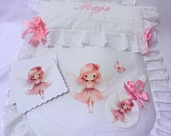 Baby Pram quilt and Pillow set Stroller  'Fairy Wishes' Perfect gift will fit any pram made to order