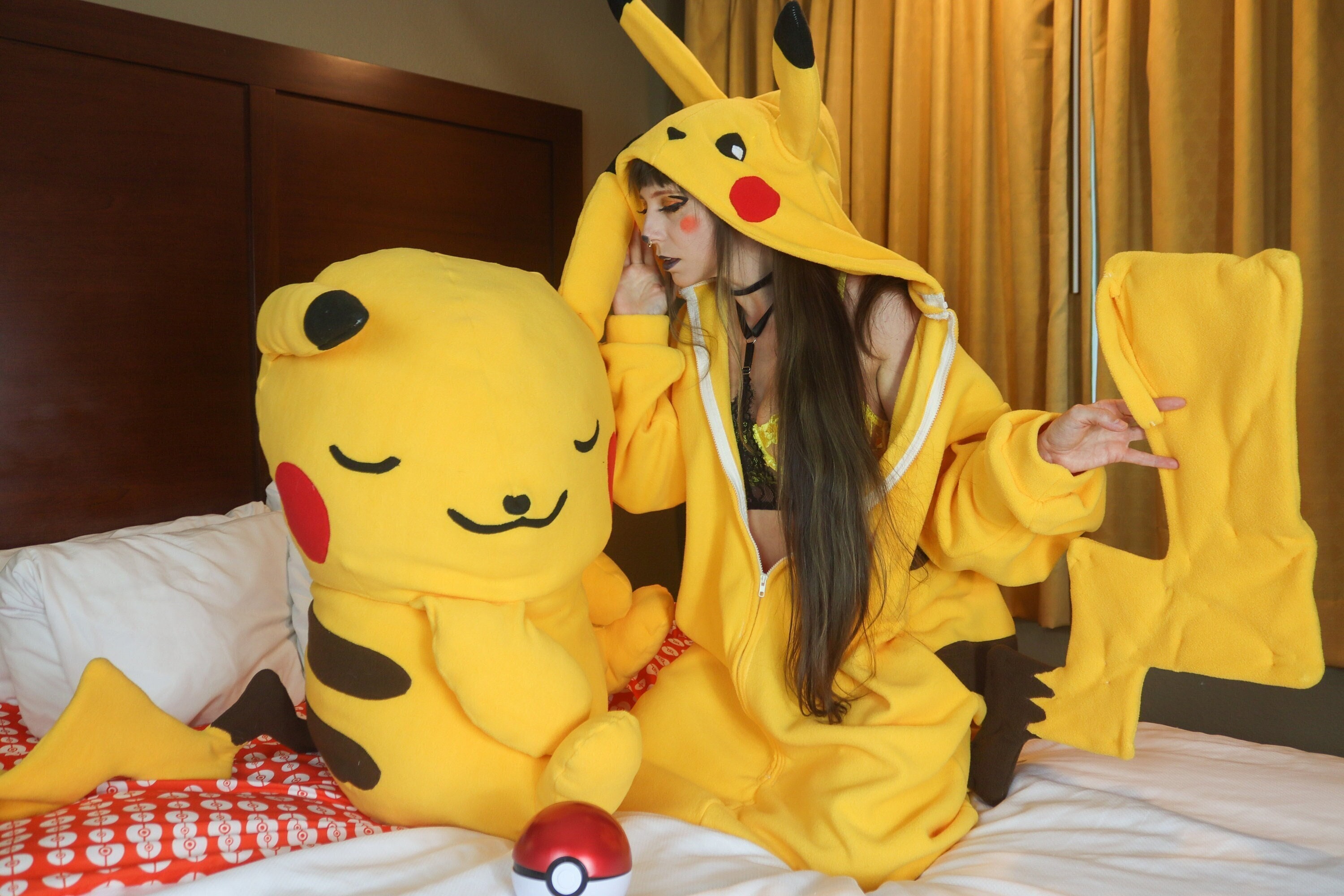 Kigurumi Pajamas Pikachu Onesie Flannel Yellow Animal Sleepwear Couple  Costume #couple #costume …