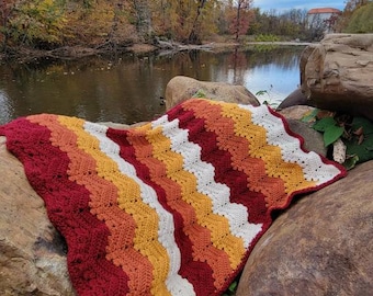 Manta de ondas modernas de hojas que caen