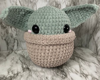 Handmade Grogu Crochet Plushie, The Child, Star Wars Fan Gift