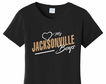 Women's Love My Jacksonville Boys T Shirt Black Sizes Small Medium Large X-Large XX-Large 100% Cotton