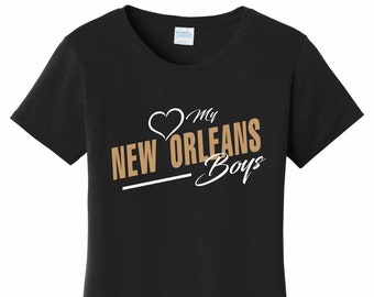 Women's Love My New Orleans Boys T Shirt Black Sizes Small Medium Large X-Large XX-Large 100% Cotton