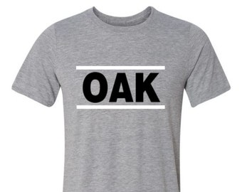 Oakland T Shirt His And/Or Hers Matching Design Gray Sizes Small Thru 2XL