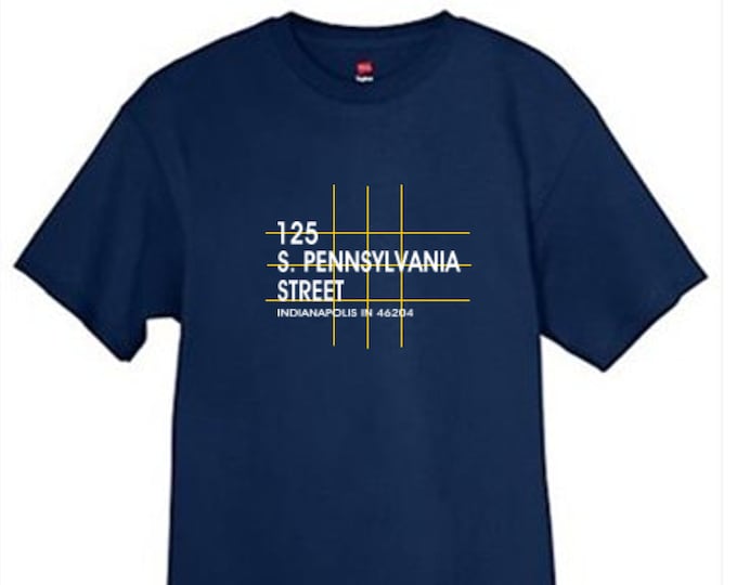 Indiana Basketball Arena T Shirt Indianapolis Navy Blue Sizes Small Thru 2XL