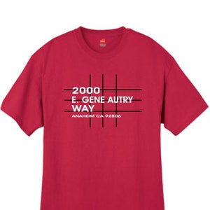 Anaheim Baseball Stadium T Shirt Los Angeles California Red Mens Sizes Small Thru 2XL