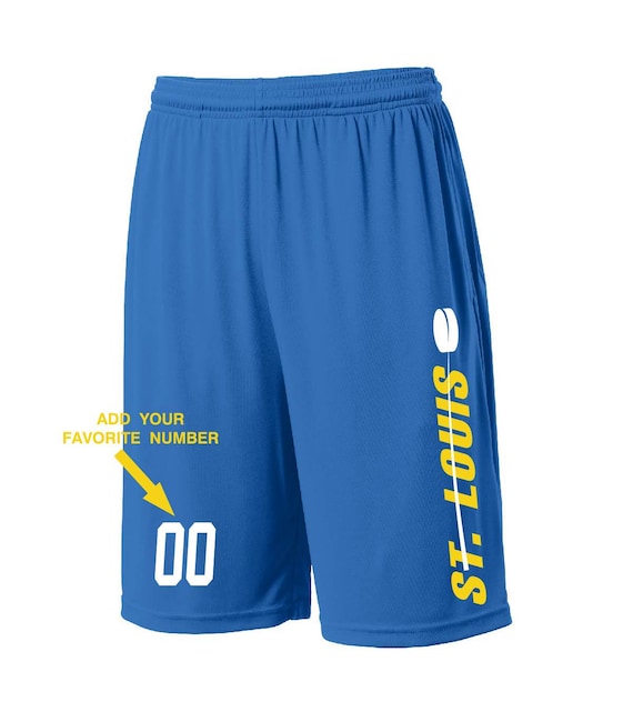 Custom St. Louis Shorts - Personalized Number - Side Pockets - City Fan Series - Sizes Small - 2XL Available - Free Shipping !!!