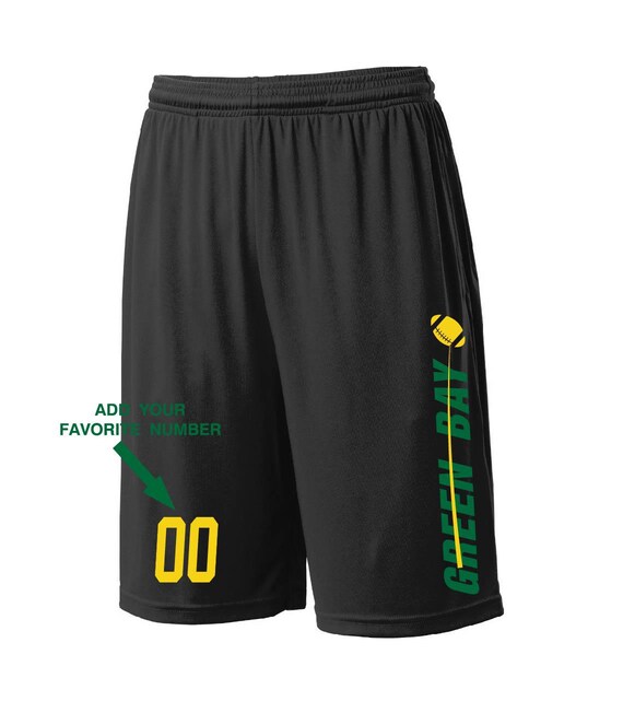 Custom Green Bay Shorts - Personalized Number - Side Pockets - City Fan Series - Sizes Small - 2XL Available - Free Shipping !!!