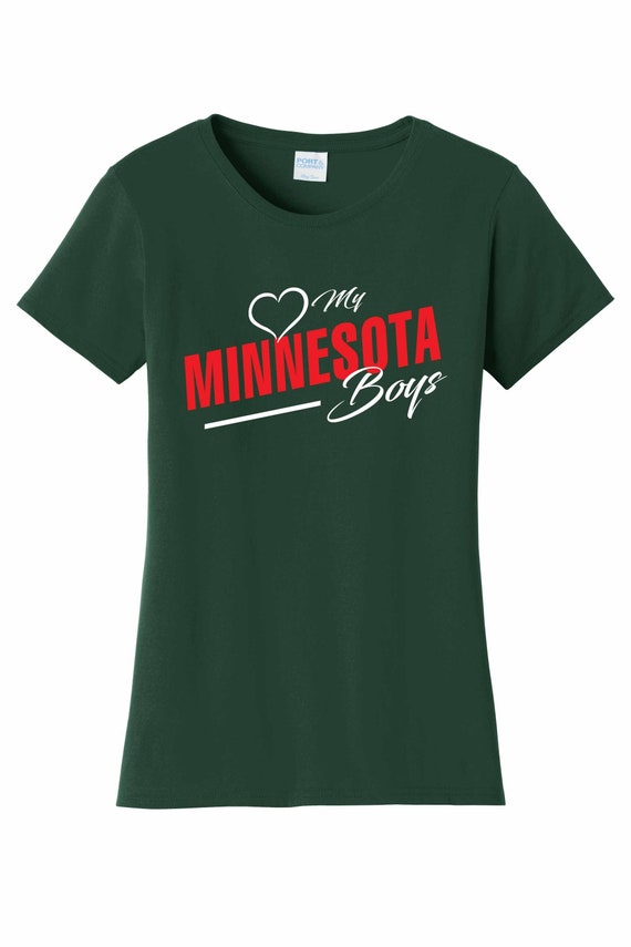 Women's Love My Minnesota Boys T Shirt Green M2 Sizes Small Medium Large X-Large XX-Large 100% Cotton