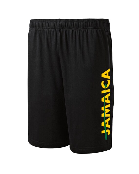 International Caribbean Island Jamaica Shorts With Side Pockets Black Men's Sizes Small - 2XL