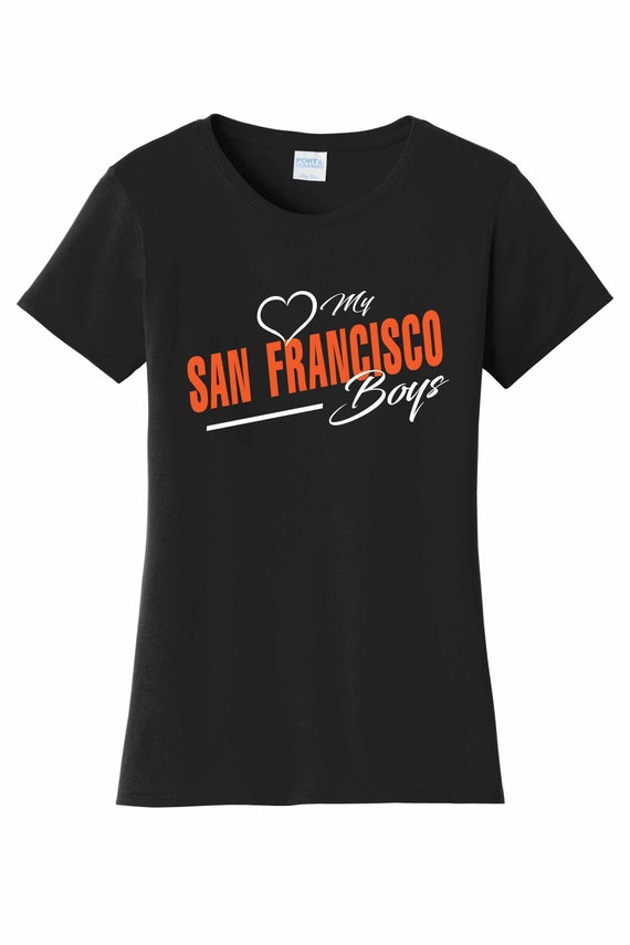 Women's Love My San Francisco Boys T Shirt Black Sizes Small Medium Large X-Large XX-Large 100% Cotton