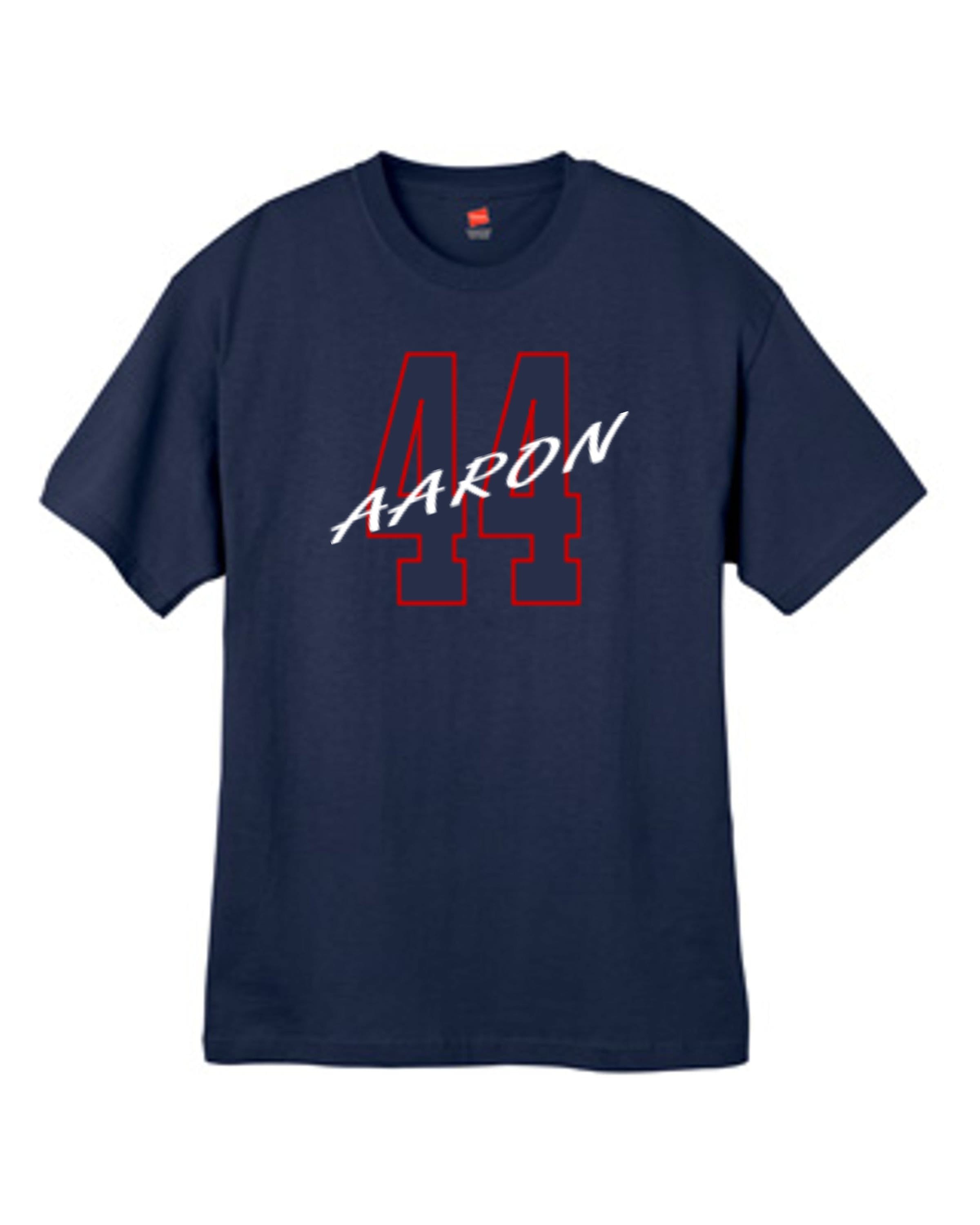 Hank Aaron Name & Number T-Shirt - Navy - Tshirtsedge