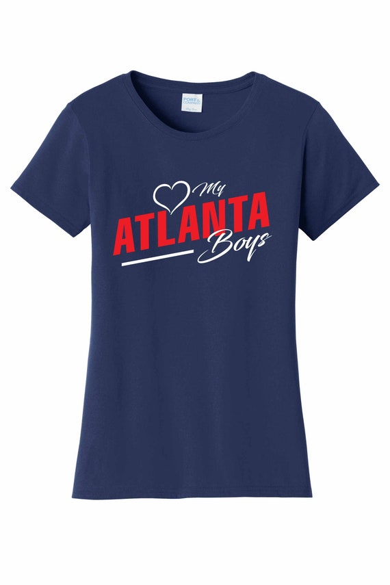 Women's Love My Atlanta Boys T Shirt Navy Sizes Small Medium Large X-Large XX-Large 100% Cotton