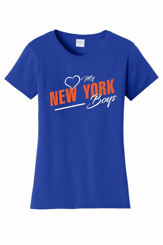 Women's Love My New York Boys T Shirt Royal Sizes Small Medium Large X-Large XX-Large 100% Cotton