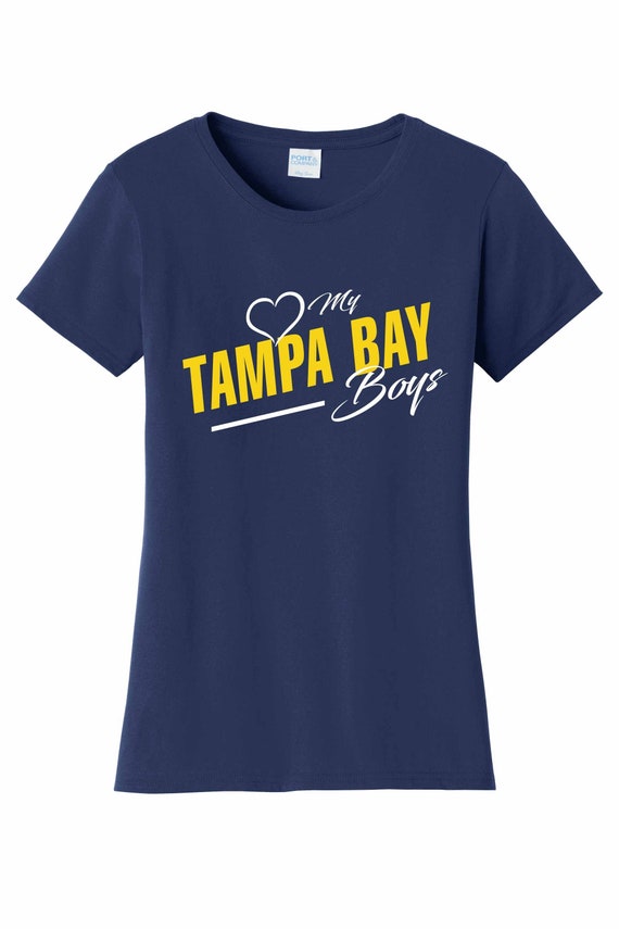 Women's Love My Tampa Bay Boys T Shirt Navy Sizes Small Medium Large X-Large XX-Large 100% Cotton