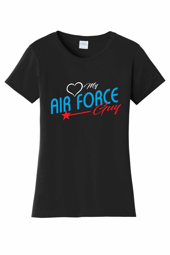 Women's Love My Air Force Guy T Shirt Black Sizes Small Medium Large X-Large XX-Large 100% Cotton