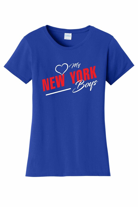 Women's Love My New York Boys T Shirt Royal NY3 Sizes Small Medium Large X-Large XX-Large 100% Cotton