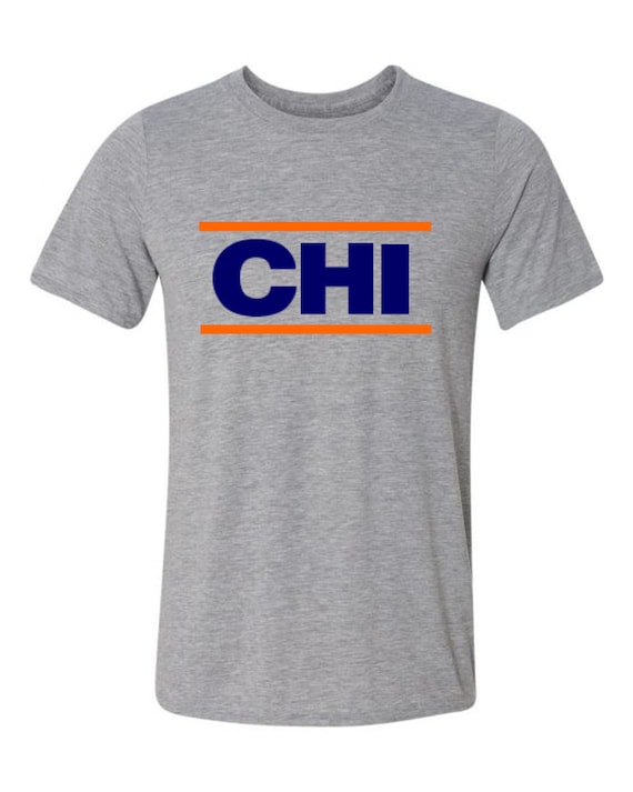 Chicago T Shirt His And/Or Hers Matching Design Gray/Dark Blue/Orange Sizes Small Thru 2XL