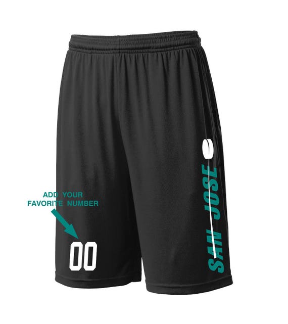 Custom San Jose Shorts - Personalized Number - Side Pockets - City Fan Series - Sizes Small - 2XL Available - Free Shipping !!!