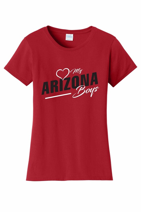 Women's Love My Arizona Boys T Shirt Maroon Sizes Small Medium Large X-Large XX-Large 100% Cotton