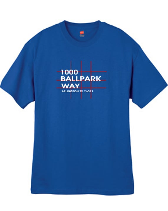 Texas Baseball Stadium T Shirt Arlington Deep Royal Sizes Small Medium Large X-Large XX-Large