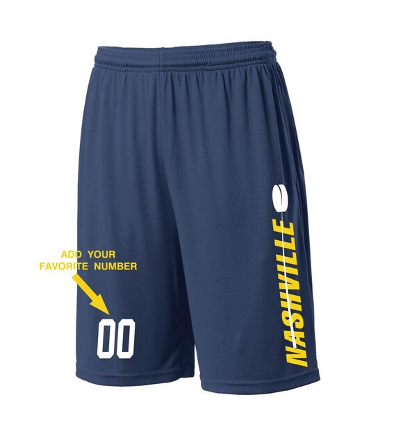 Custom Nashville Shorts - Personalized Number - Side Pockets - City Fan Series - Sizes Small - 2XL Available - Free Shipping !!!