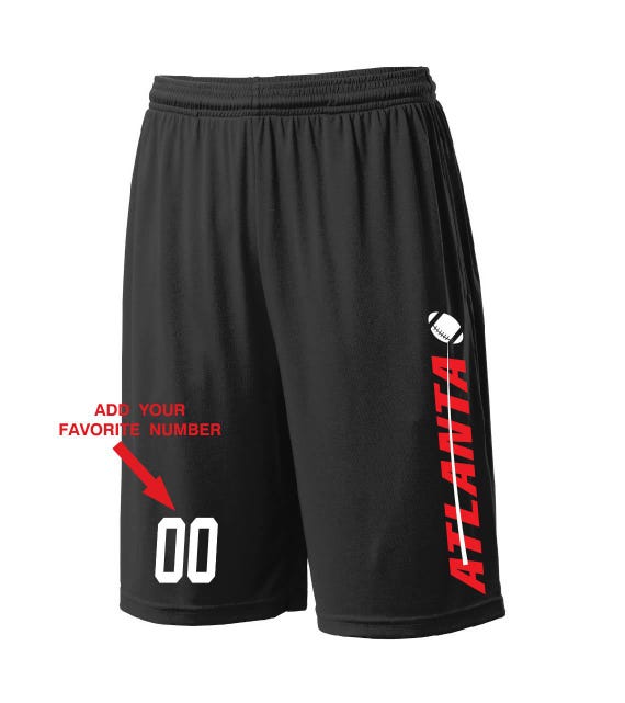 Custom Atlanta Shorts - Personalized Number - Side Pockets - City Fan Series - Sizes Small - 2XL Available - Free Shipping !!!