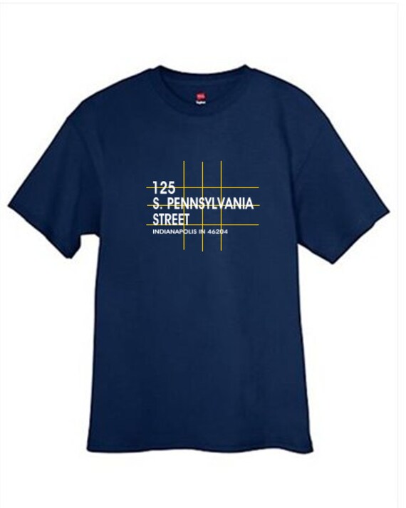 Indiana Basketball Arena T Shirt Indianapolis Navy Blue Sizes Small Thru 2XL