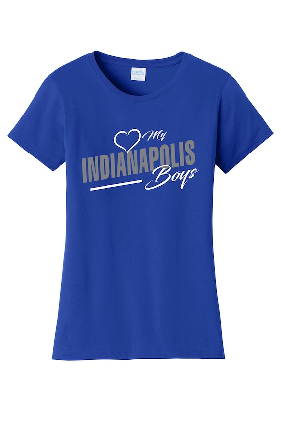 Women's Love My Indianapolis Boys T Shirt Royal Blue Sizes Small Medium Large X-Large XX-Large 100% Cotton