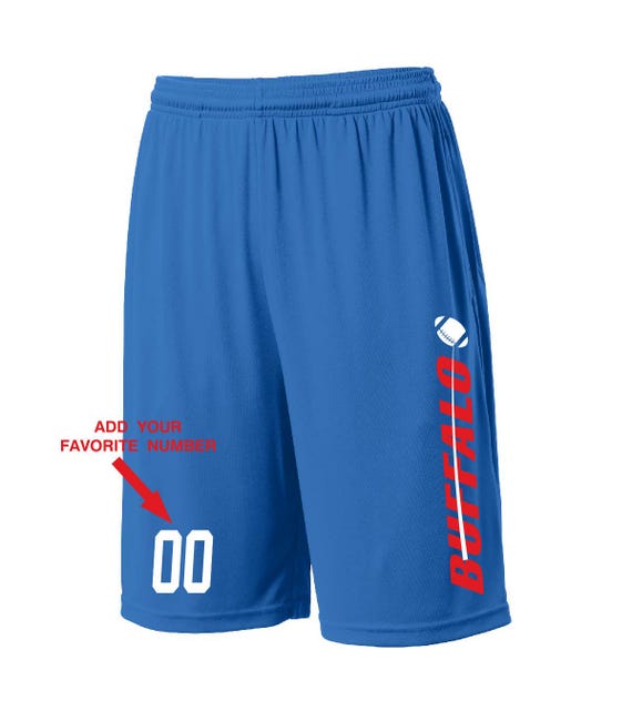 Custom Buffalo Shorts - Personalized Number - Side Pockets - City Fan Series BUF2 - Sizes Small - 2XL Available - Free Shipping !!!