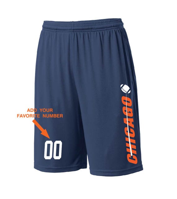 Custom Chicago Shorts - Personalized Number - Side Pockets - City Fan -Series - Sizes Small - 2XL Available - Free Shipping !!!