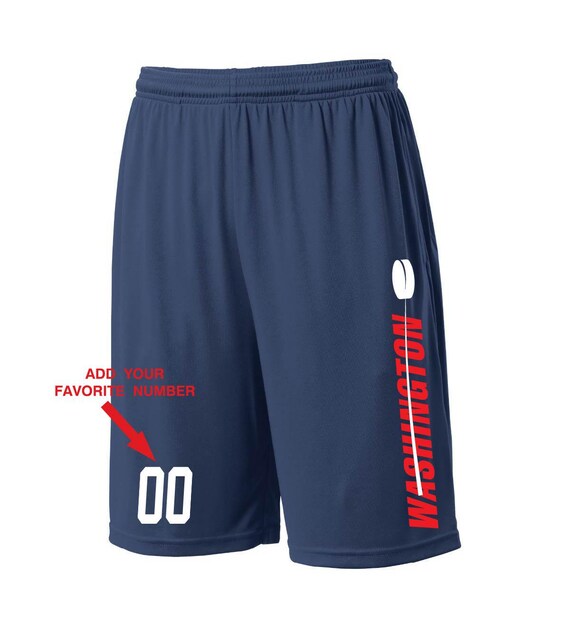 Custom Washington Shorts - Personalized Number - Side Pockets - City Fan Series - Sizes Small - 2XL Available - Free Shipping !!!