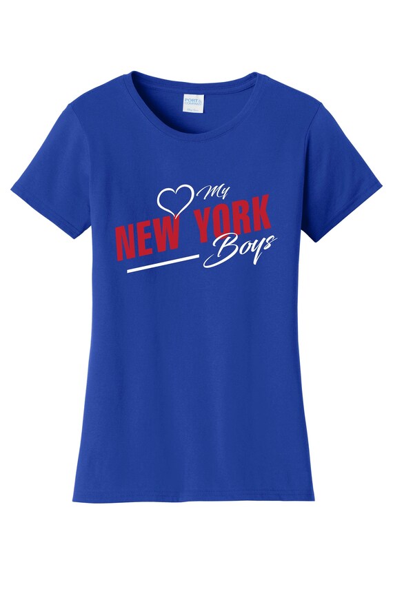 Women's Love My New York Boys FB1 T Shirt Royal Blue Sizes Small Medium Large X-Large XX-Large 100% Cotton