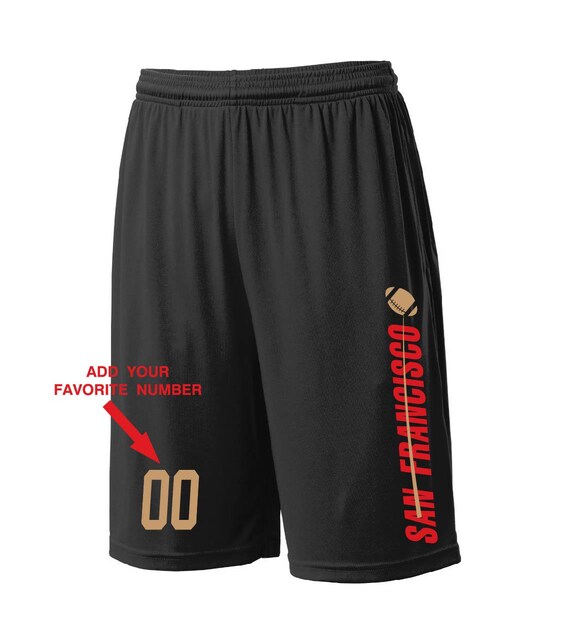 Custom San Francisco Shorts - Personalized Number - Side Pockets - City Fan Series - Sizes Small - 2XL Available - Free Shipping !!!