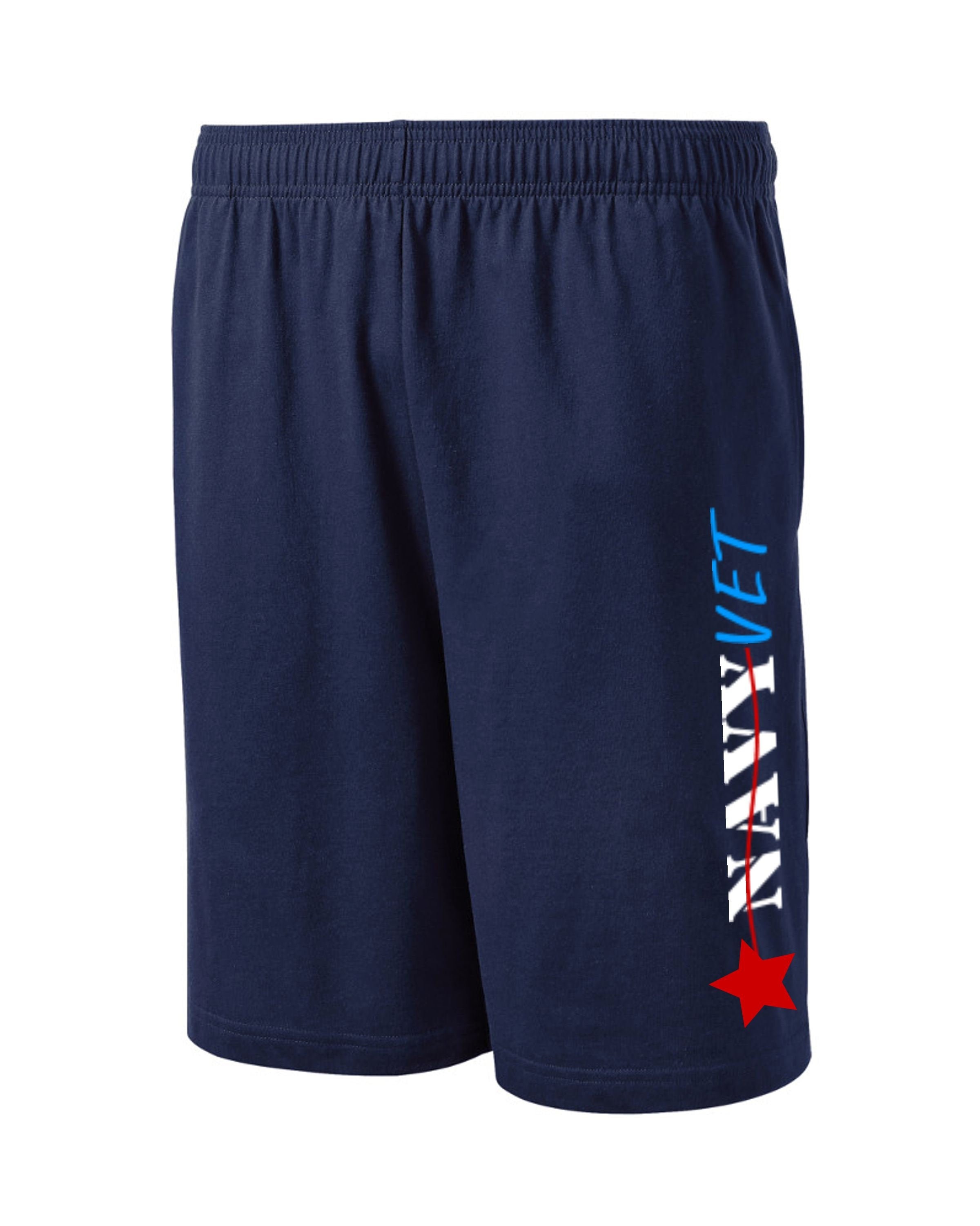Navy Veteran Shorts With Side Pockets Navy Blue Mens Sizes Etsy