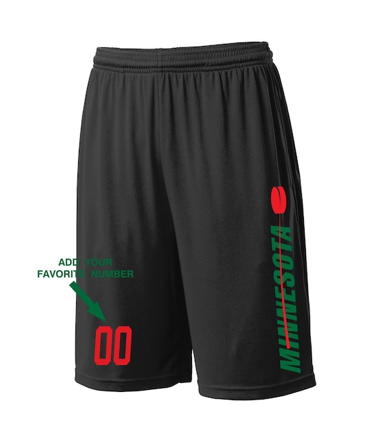 Custom Minnesota Shorts - Personalized Number - Side Pockets - City Fan Series - Sizes Small - 2XL Available - Free Shipping !!!